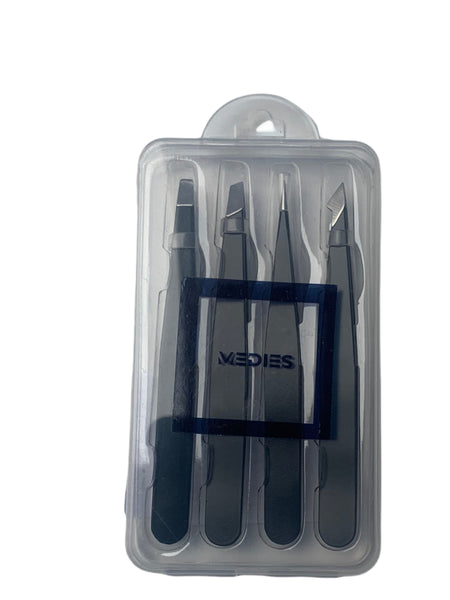  Deze professionele set van epileer pincetten is perfect voor de verzorging van wenkbrauwen. De pincetten set kan voor alle onharingsproblemen gebruikt worden en is een volledige oplossing. - rechte pincet - slanted schuine pincet - spitse punt pincet (scherp) - gebogen pincet