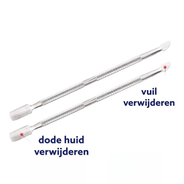 Medies Professionele nagelverzorging set 3 stuks  3-delige nagelriem verzorging set voor een perfecte nagelriem verzorging. Roestvrij staal voor professioneel en thuisgebruik en individueel verpakt Inhoud : 1 nagelriem knipper en 1 bokkenpootje (cuticle pusher) met twee zijden. (ene zijde is om de nagelriem los te maken, de andere zijde om de nagels schoon te maken) daarnaast ook 1 manicure tool.