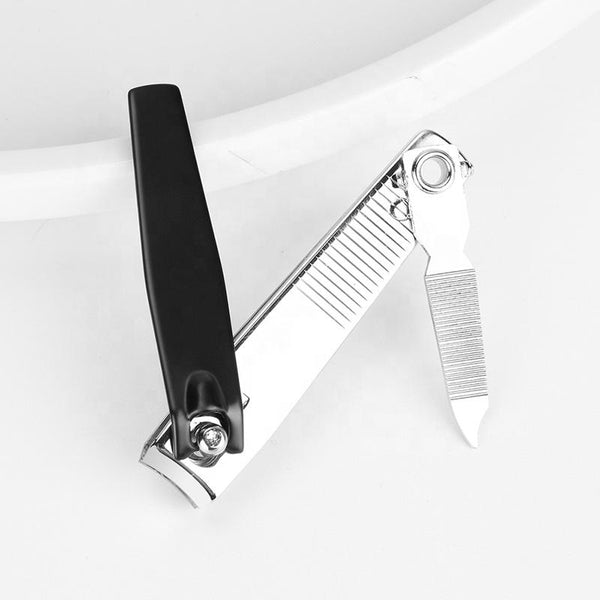 Deze nagelknipper is in twee afmetingen beschikbaar en bestaat uit roestvrij staal. Hij is eveneens voorzien van een nagelvijl.