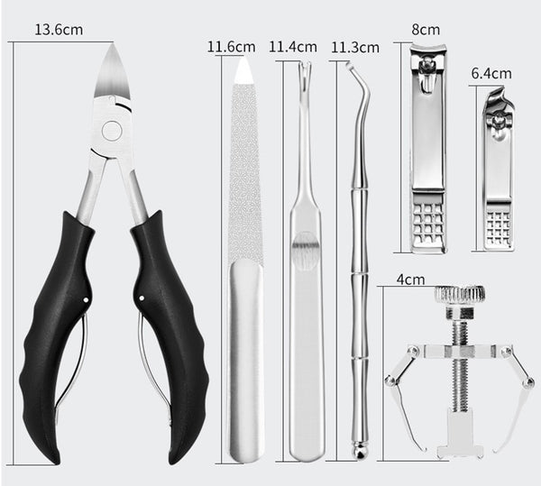 Luxe 7-delige pedicureset met nageltang & nagelknippers | pedicure set | nageltang voor harde teennagels  - met luxe opbergtas - 7 stuks
